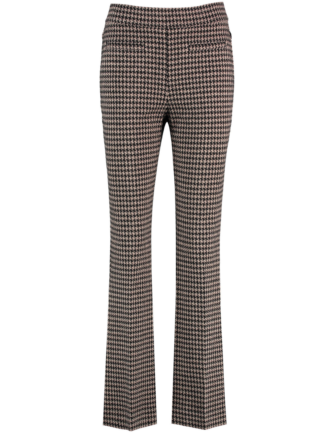 Flared Stretch Trousers With Houndstooth Check_02