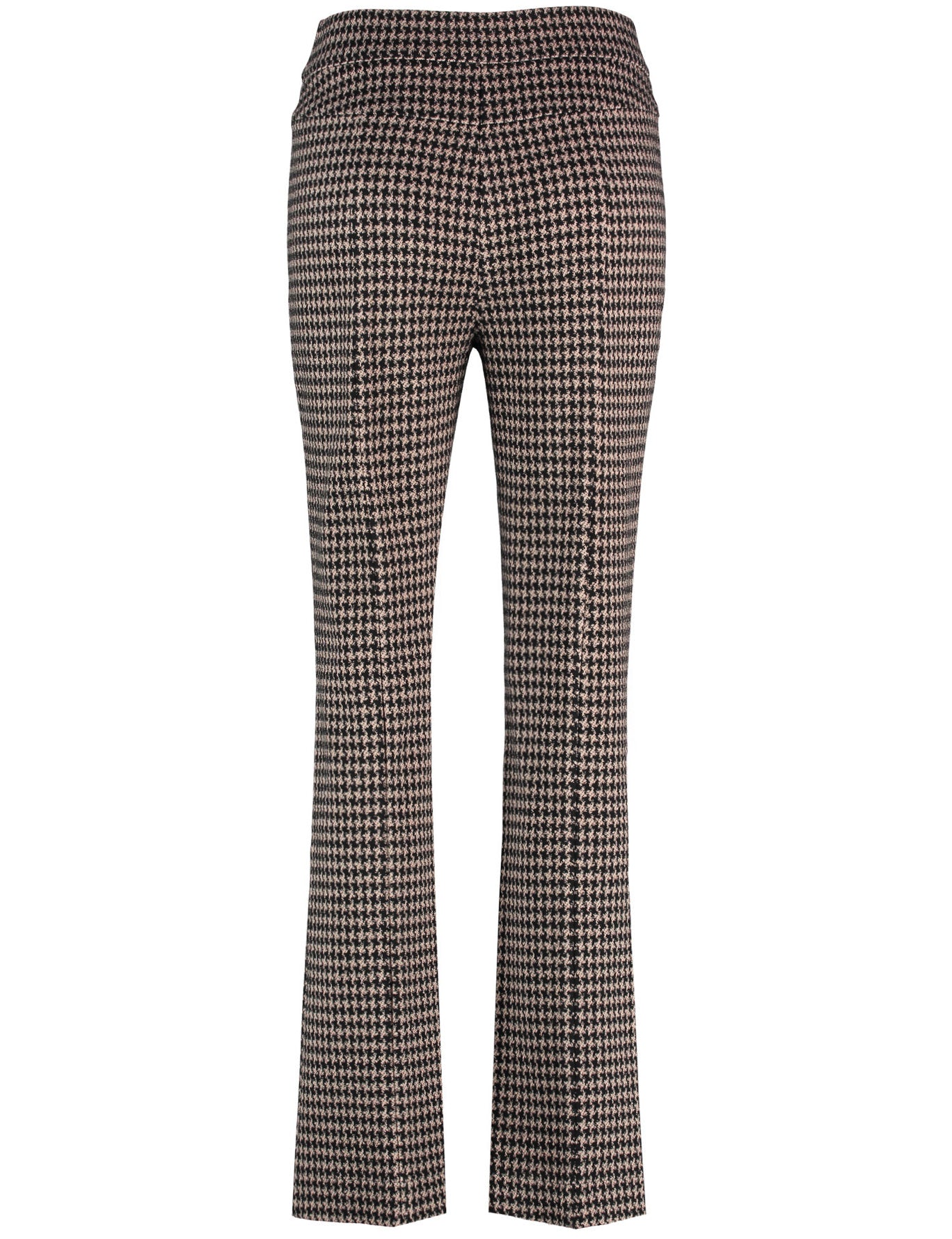 Flared Stretch Trousers With Houndstooth Check_03