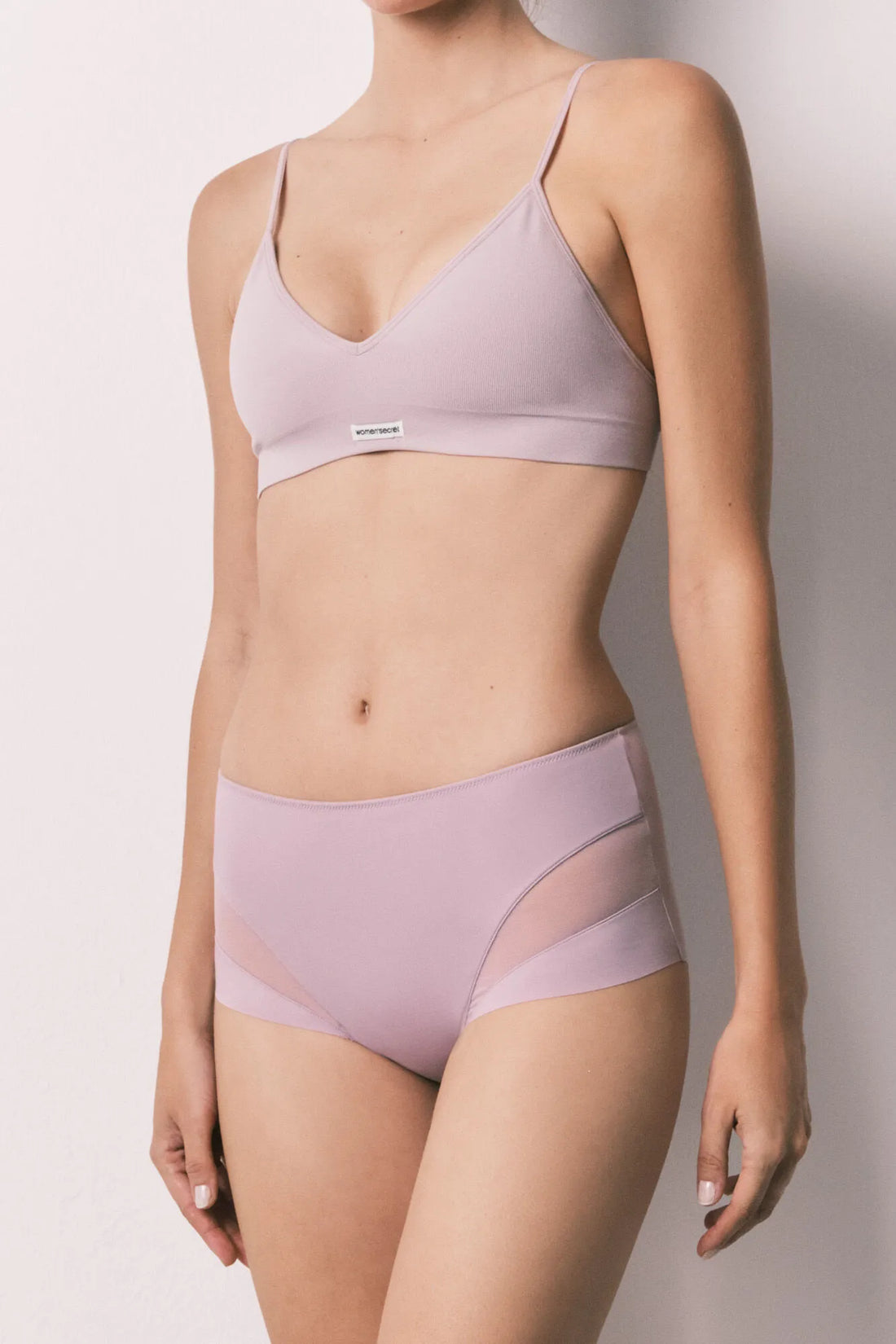 Women Secret Purple/Lilac Women Lilac Mesh High-Waisted Shaping Panty SKU: 4214195_75 Image 01
