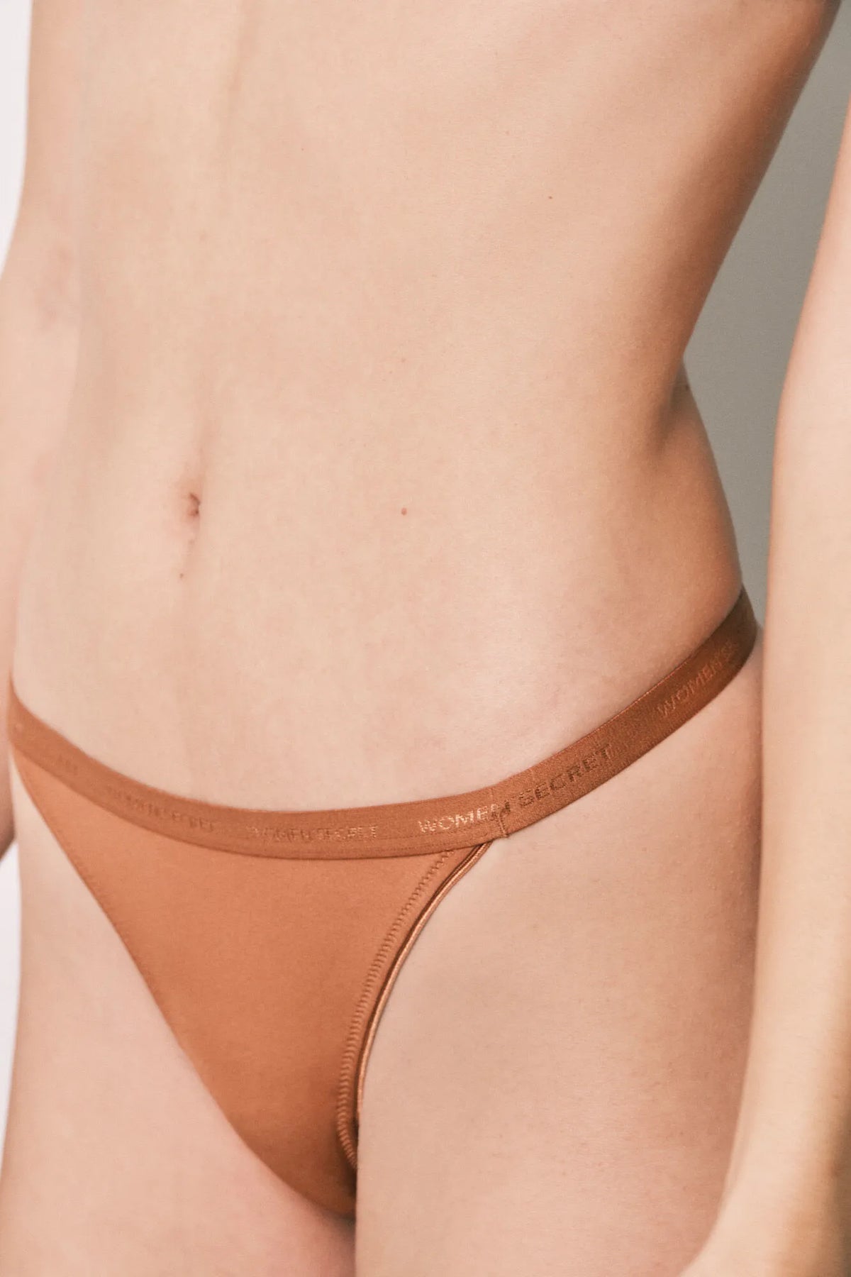 Women Secret Medium Brown Women Brown Microfibre And Lace Mini String SKU: 4214197_31 Image 04