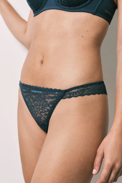 Women Secret Bottle Women Dark Green Lace Thong SKU: 4214210_20 Image 04