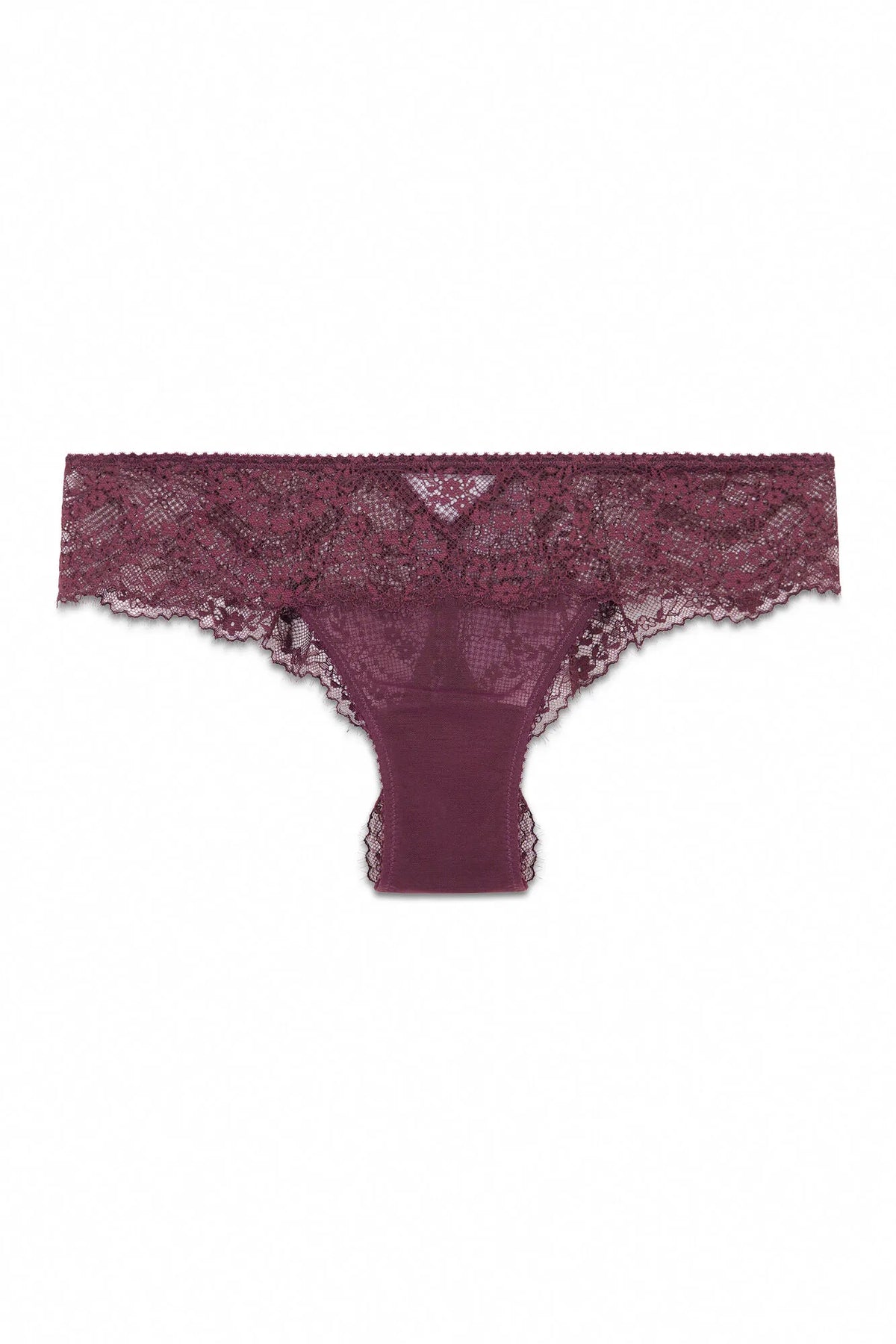 Women Secret Wine Women Burgundy Lace And Tulle Brazilian Panty SKU: 4214261_68 Image 04