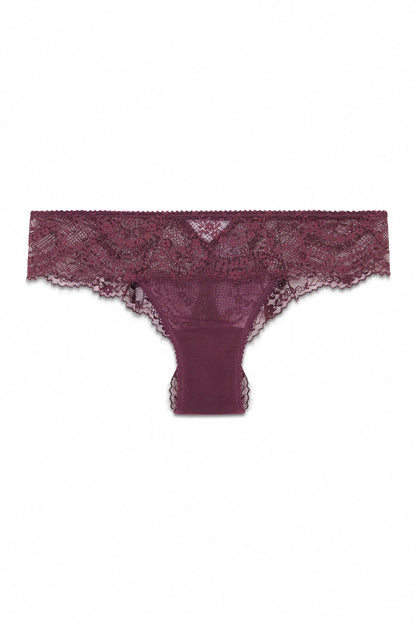Women Secret Wine Women Burgundy Lace And Tulle Brazilian Panty SKU: 4214261_68 Image 04