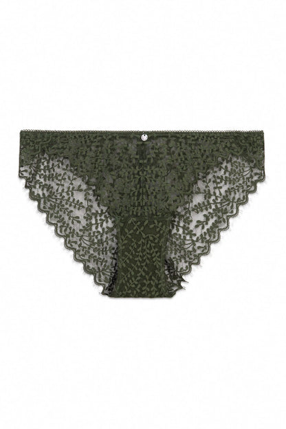 Women Secret Dark Khaki Women Classic Green Lace Panties SKU: 4214282_91 Image 05