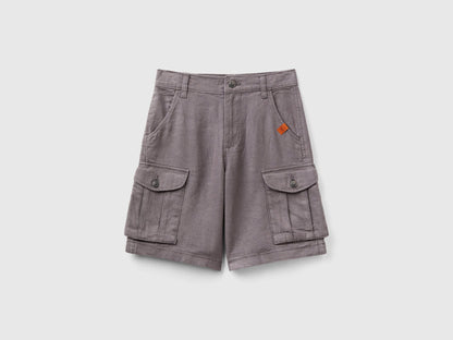 Cargo Bermuda Shorts In Linen Blend_424RC902X_0F7_01