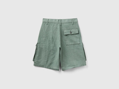 Cargo Bermuda Shorts In Linen Blend_424RC902X_1G1_02