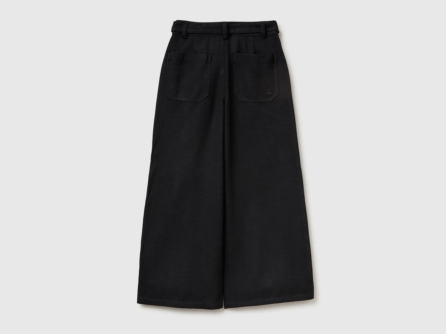 Benetton Black Girls Wide Fit Trousers with Sash SKU: 42KQCF05J_100 Image 02