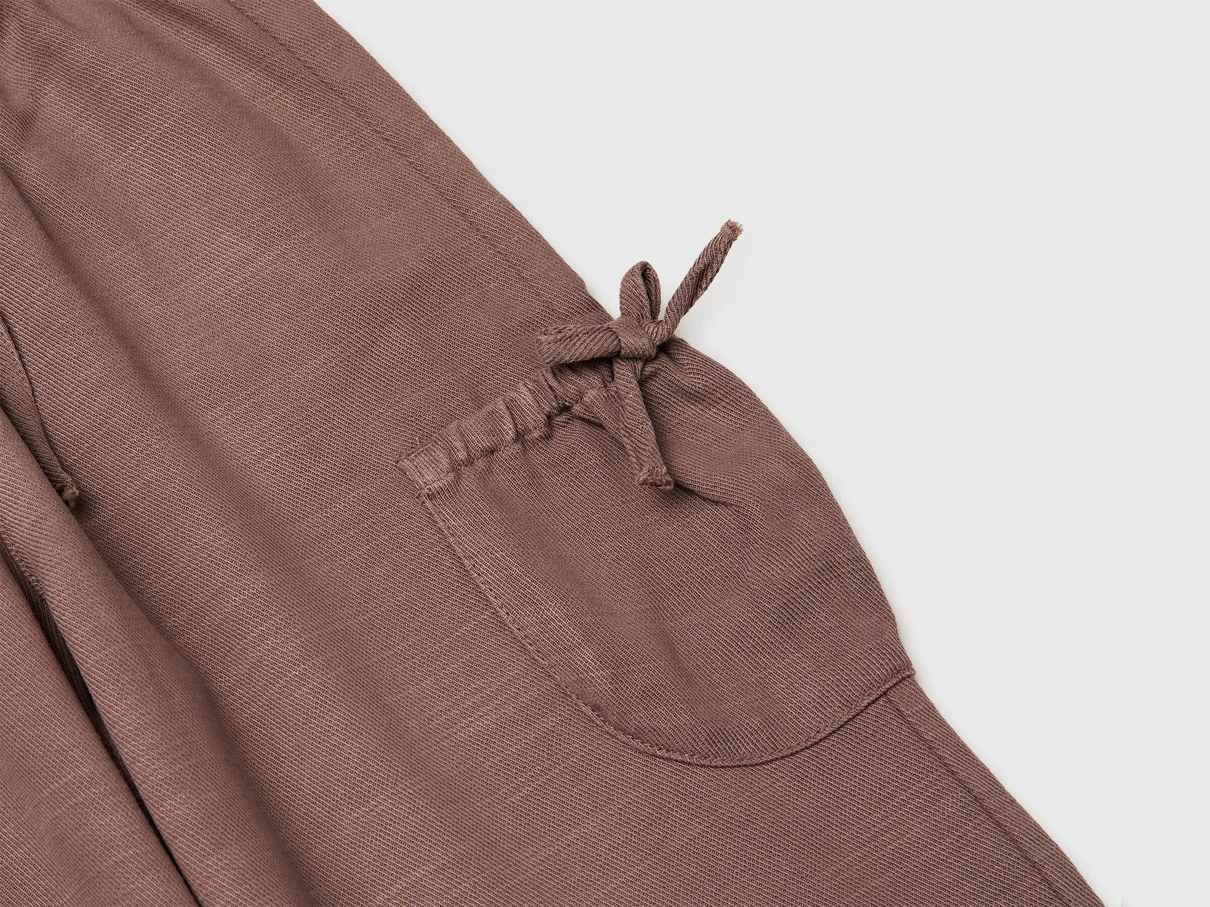 Benetton Brown Girls Wide Leg Trousers with Pockets SKU: 42KQGF02V_24R Image 03