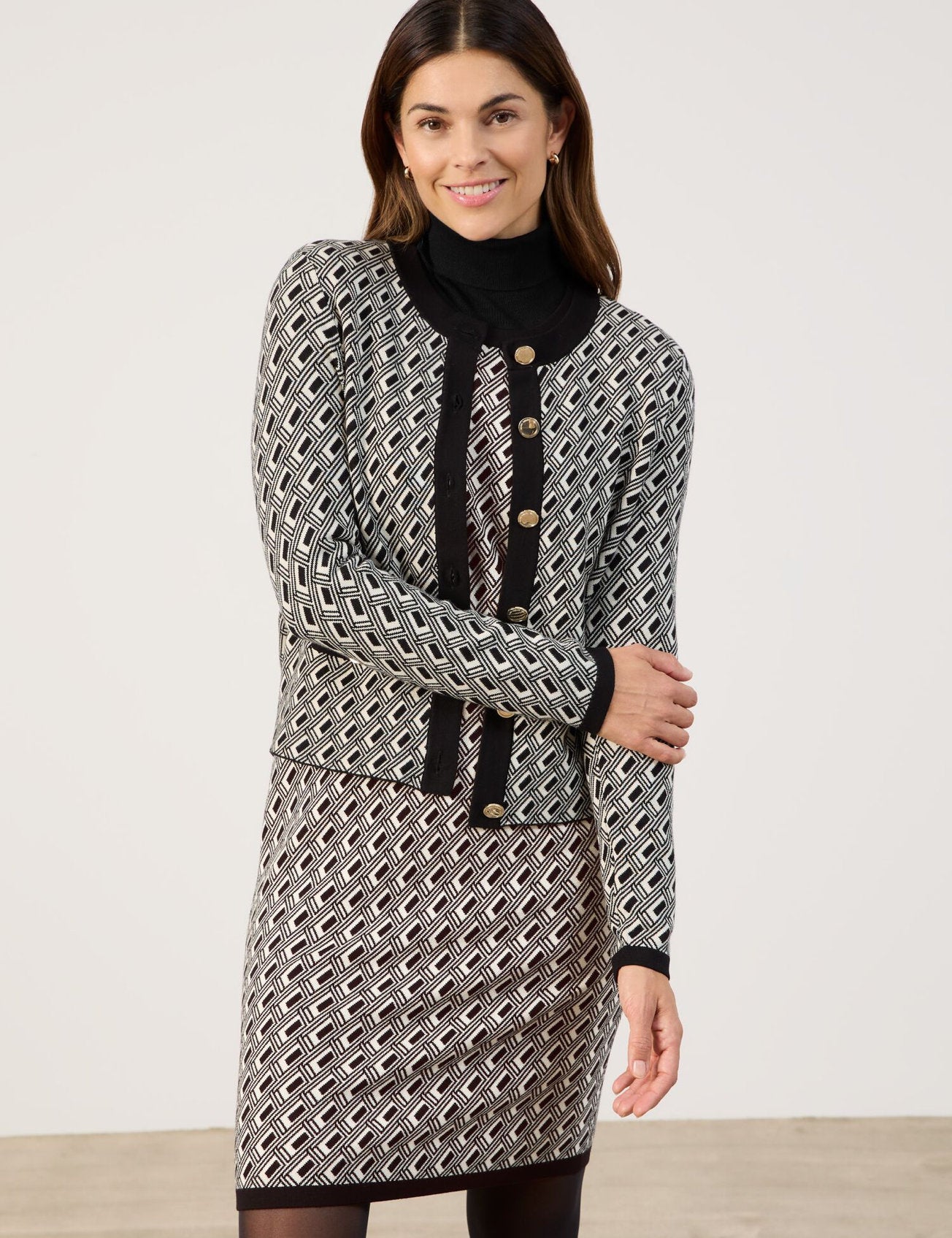 Elegant Cardigan In Jacquard Knit_430134-35714_9179_01