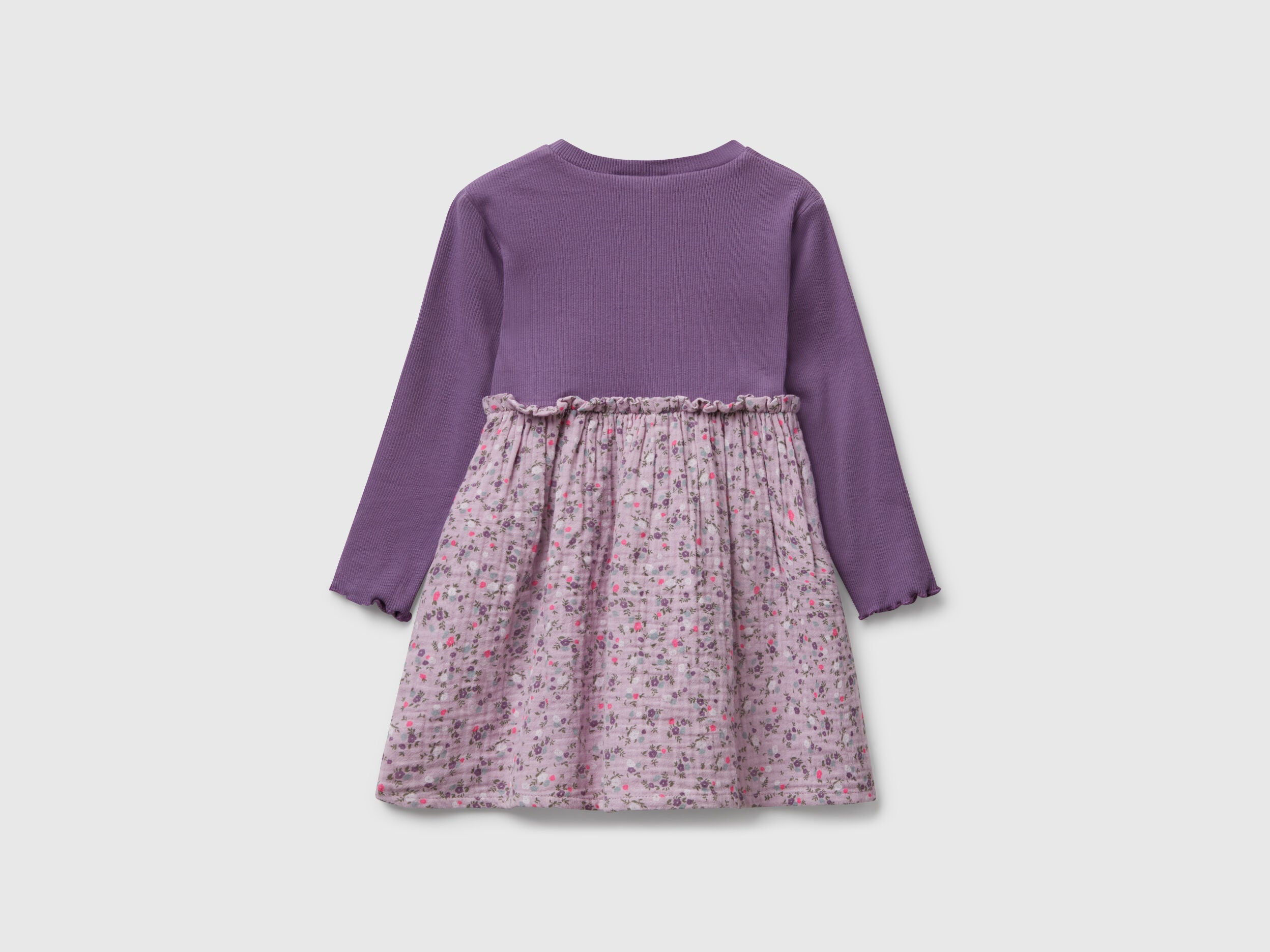 Benetton_Lavender_Long Sleeve Dress with Flowers_434ZGV02I_62V_02