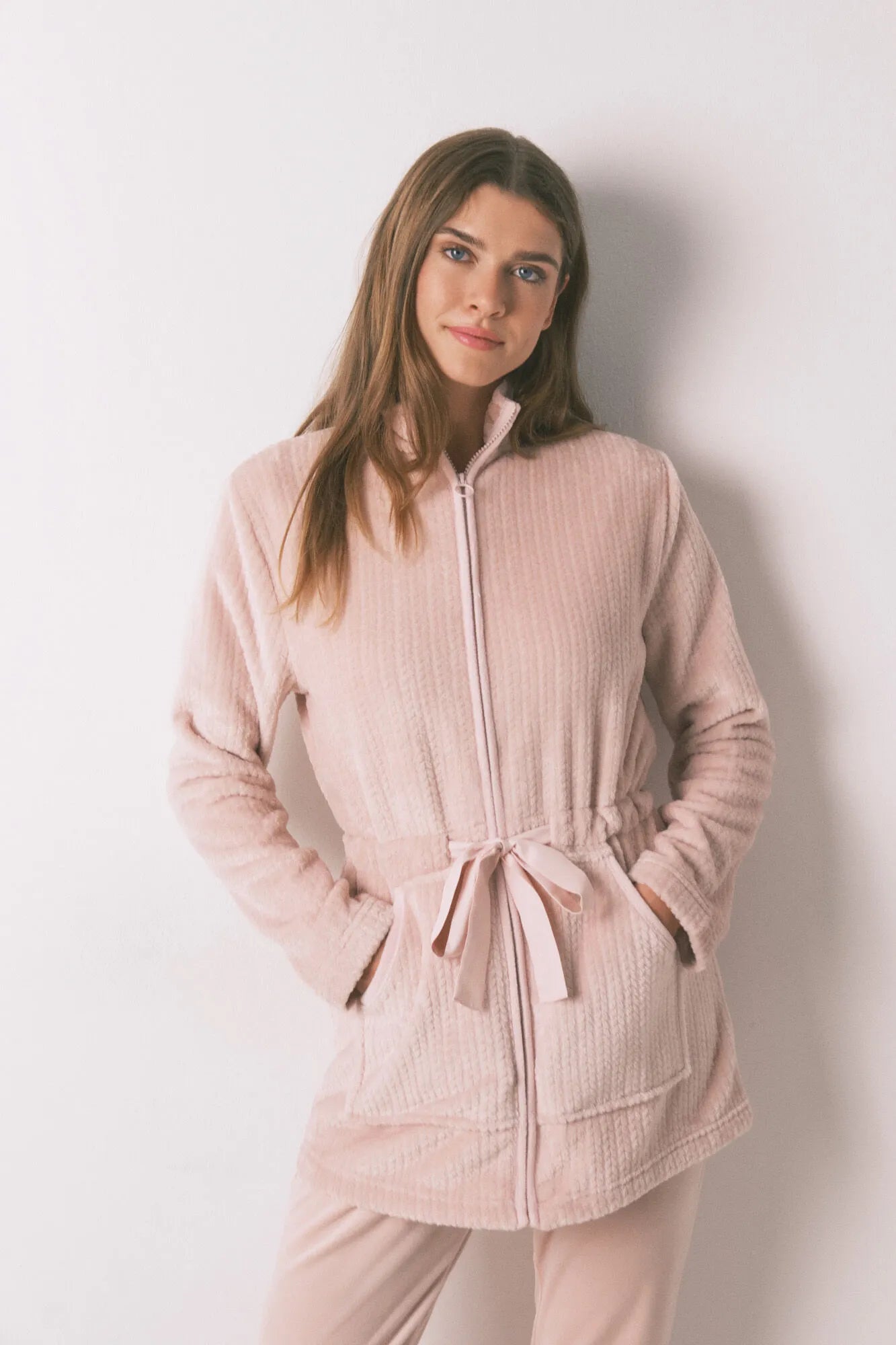 Women Secret_Pink_Pink Midi Fleece Robe_4352437_71_01