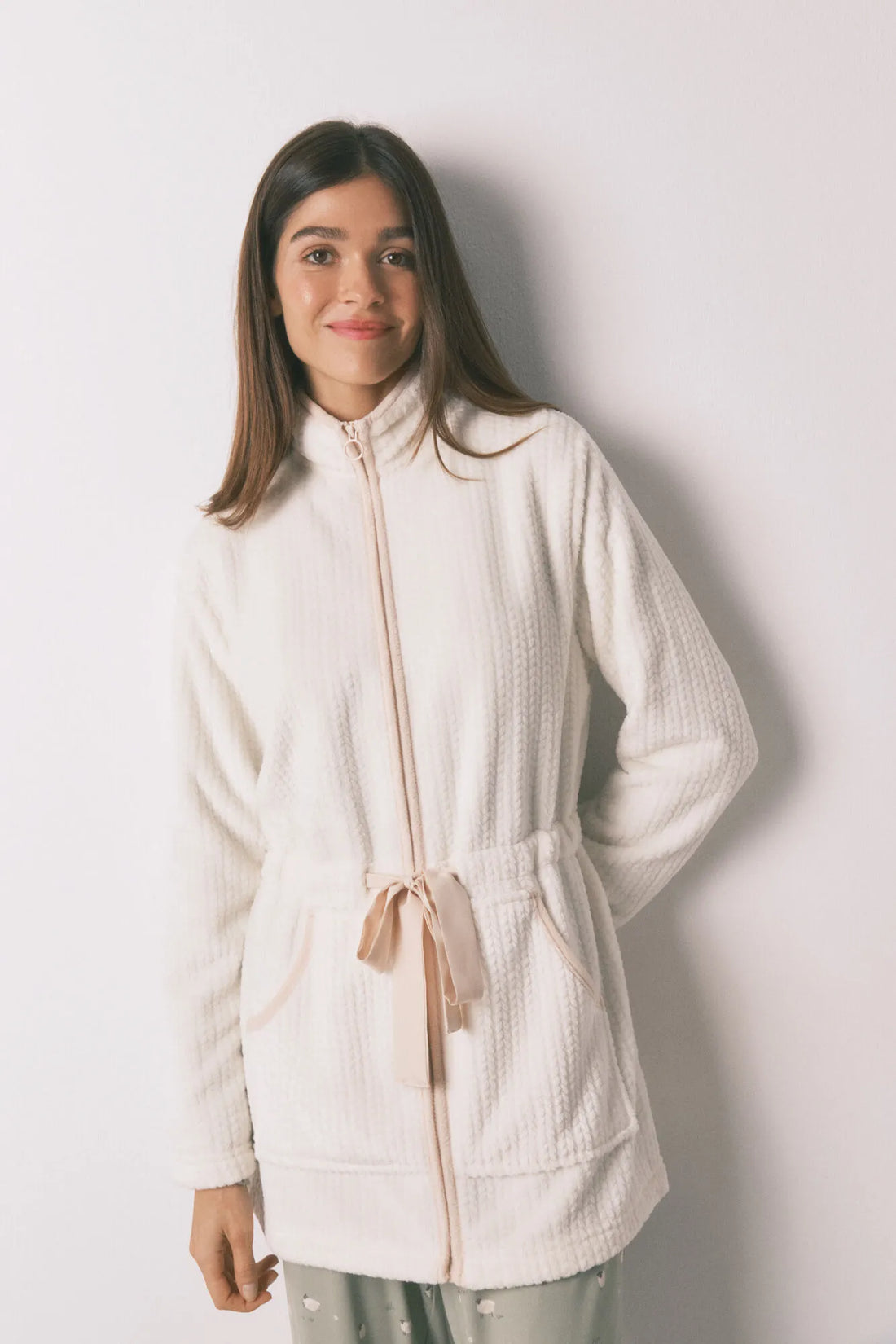 Women Secret_Ivory_White Midi Fleece Robe_4352439_96_01