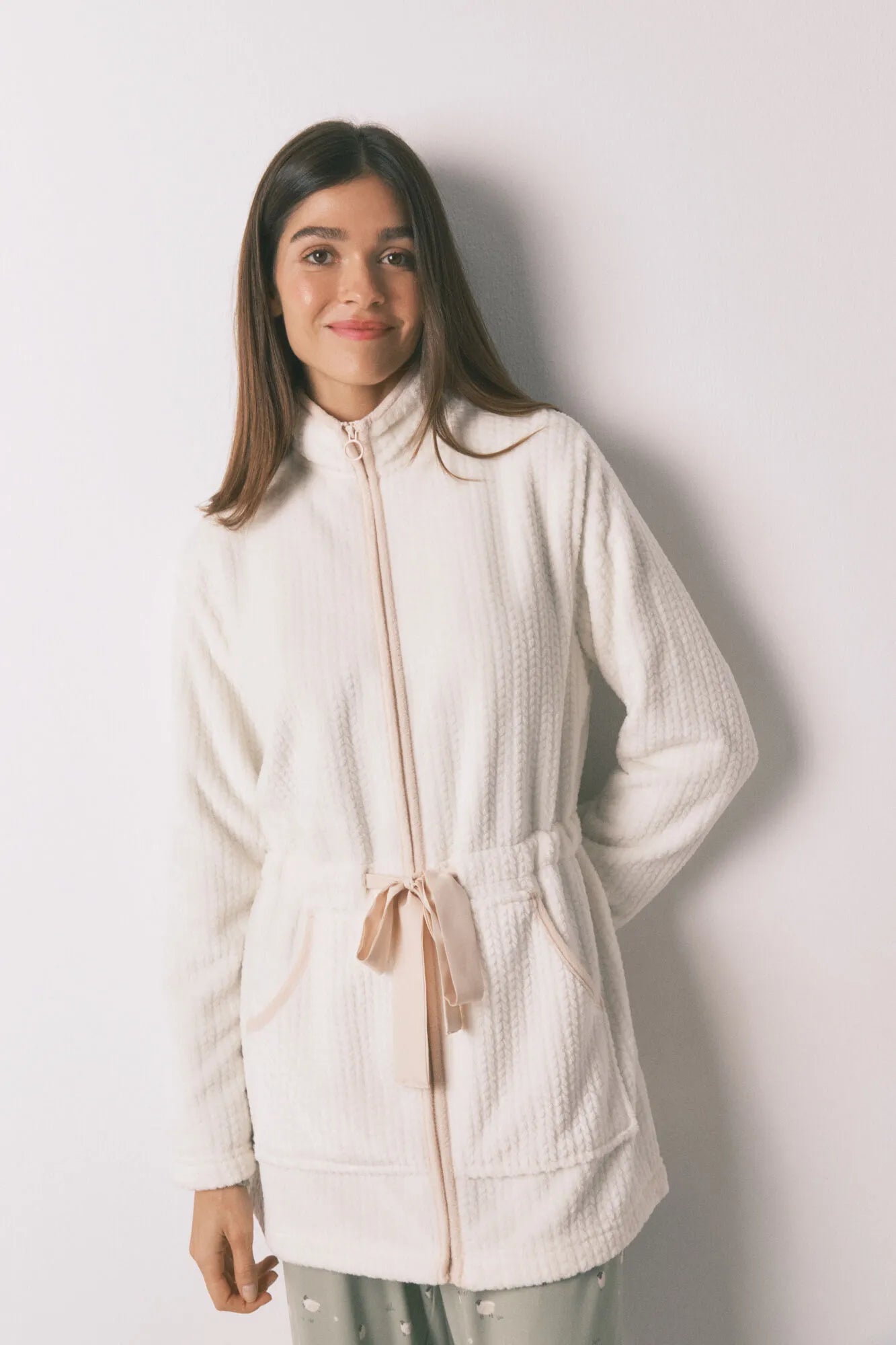 Women Secret_Ivory_White Midi Fleece Robe_4352439_96_01