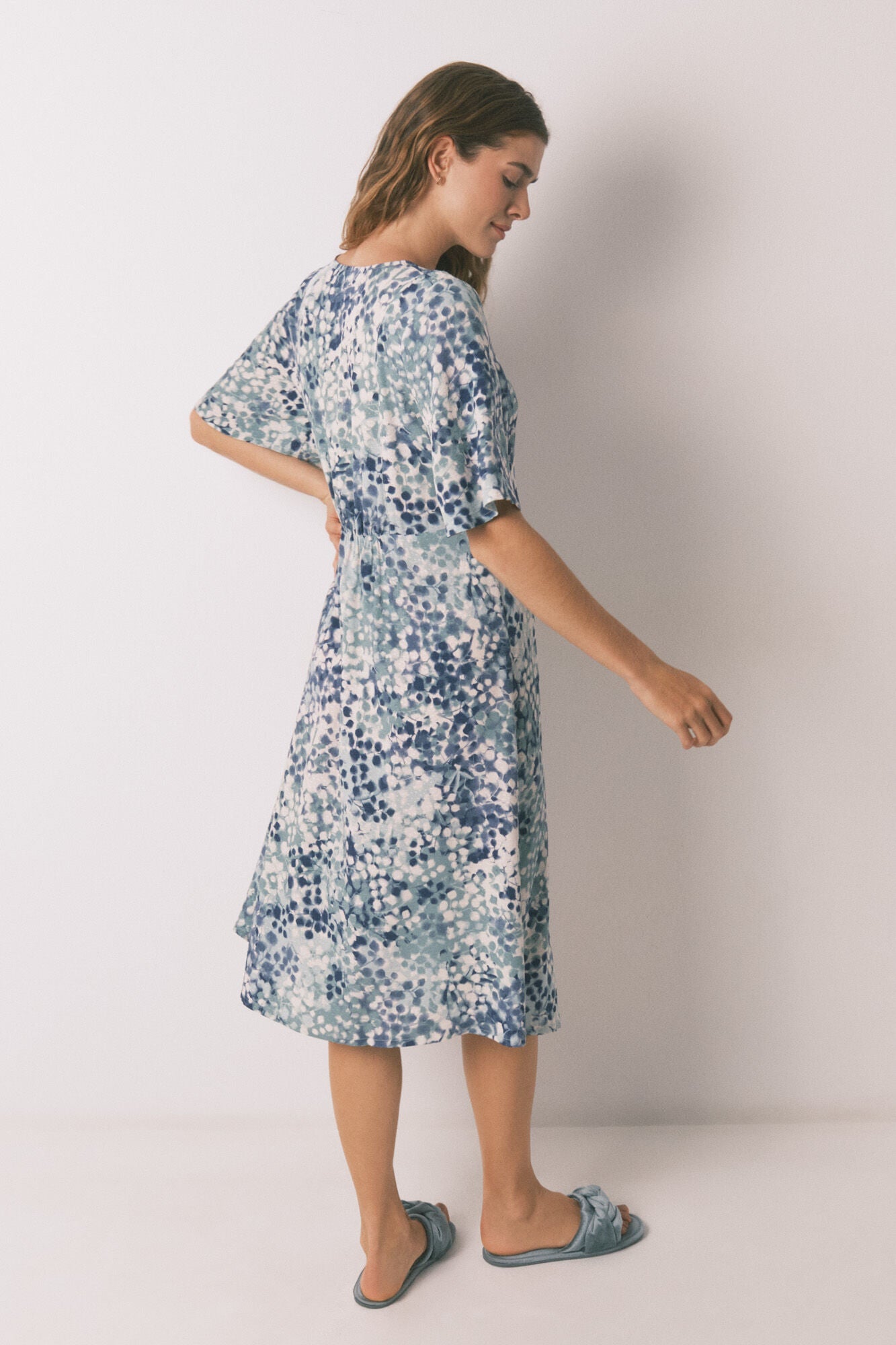 Women Secret_Green_Green Floral Jacquard Midi Nightgown_4362324_23_04