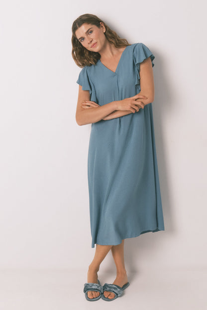 Women Secret_Green_Loose Green Floral Midi Nightgown_4362325_22_01