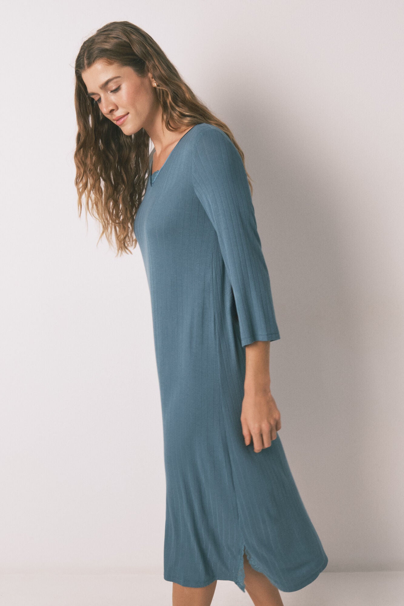 Women Secret_Green_Green Viscose Midi Nightgown_4362326_22_01