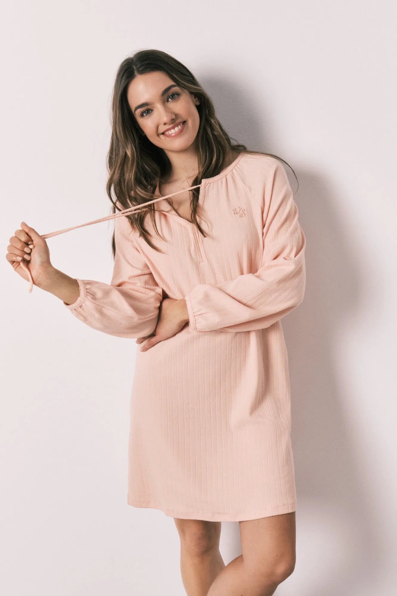 Women Secret Orange Women Pink Cotton Ribbed Midi Nightgown SKU: 4363620_66 Image 01