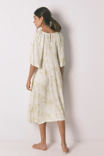 Women Secret_Yellow Print_Long Printed Nightgown with Wide Sleeves_4363621_09_05