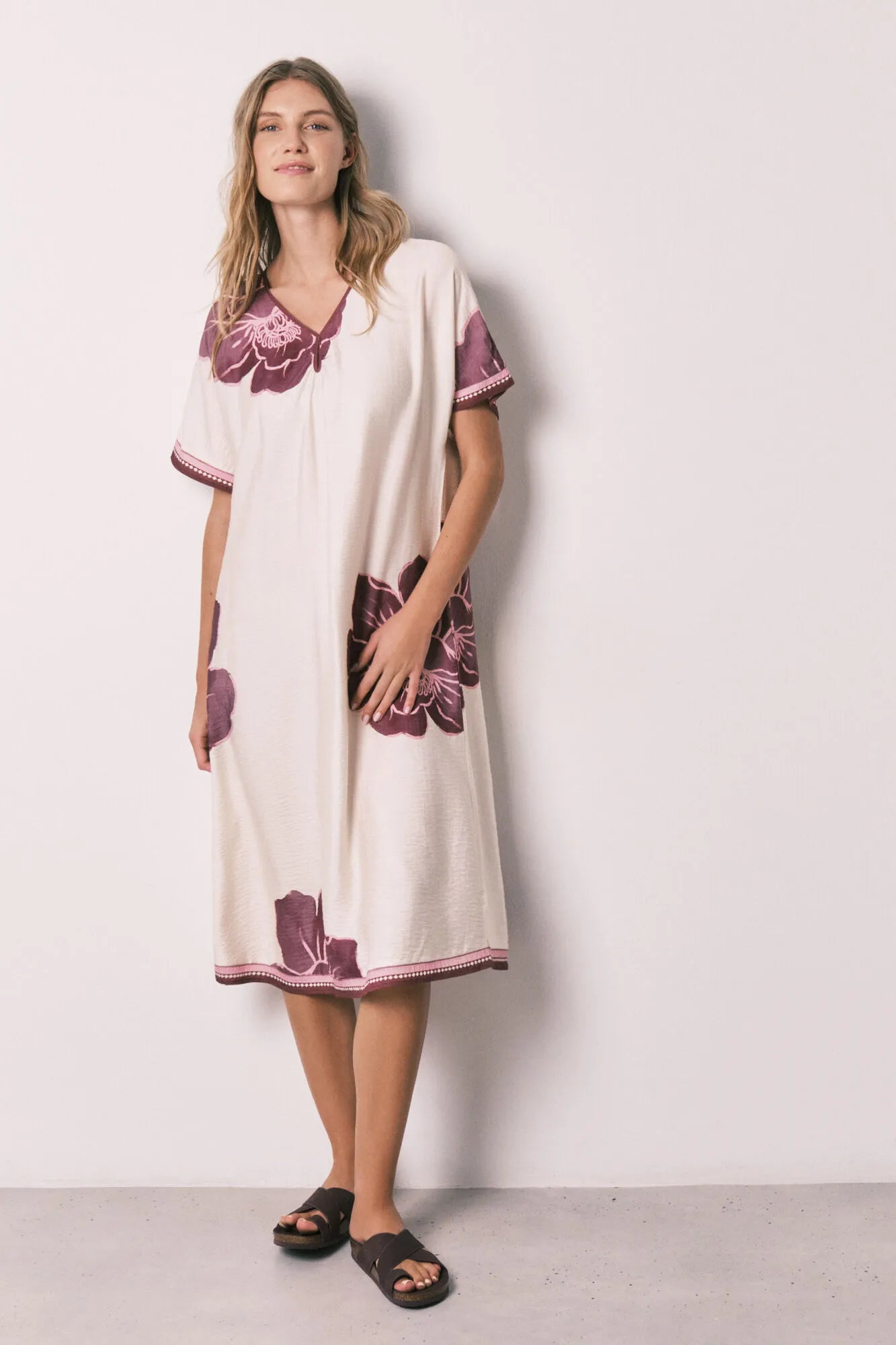 Women Secret White Print Women Floral Short Sleeve Long Dress SKU: 4363641_97 Image 03