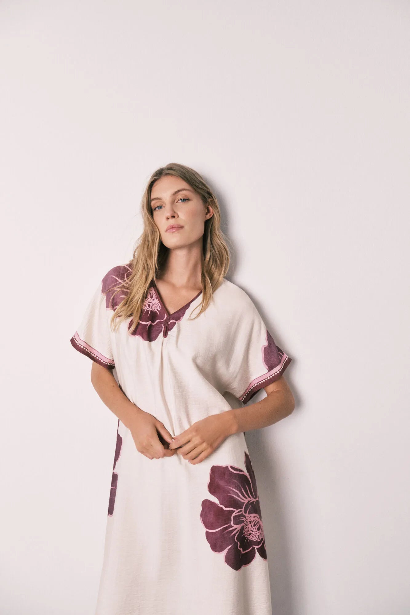 Women Secret White Print Women Floral Short Sleeve Long Dress SKU: 4363641_97 Image 05