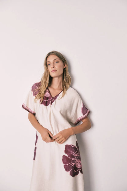 Women Secret White Print Women Floral Short Sleeve Long Dress SKU: 4363641_97 Image 05