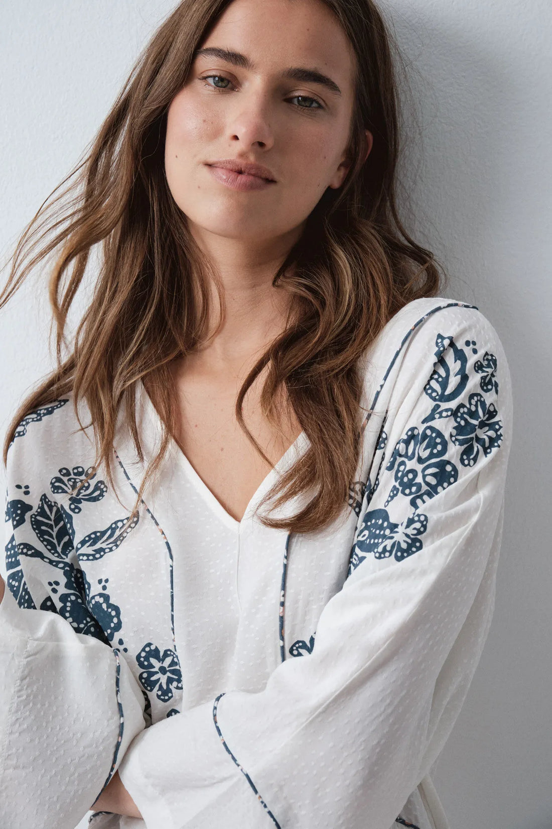 Women Secret Ivory Women White Floral Print Viscose Kaftan Dress SKU: 4364645_96 Image 01