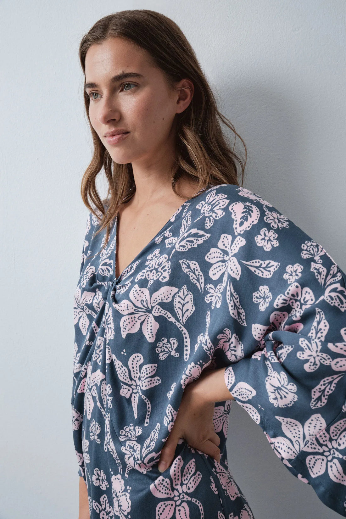 Women Secret Green Women Green Floral Print Viscose Kaftan Dress SKU: 4364646_24 Image 01