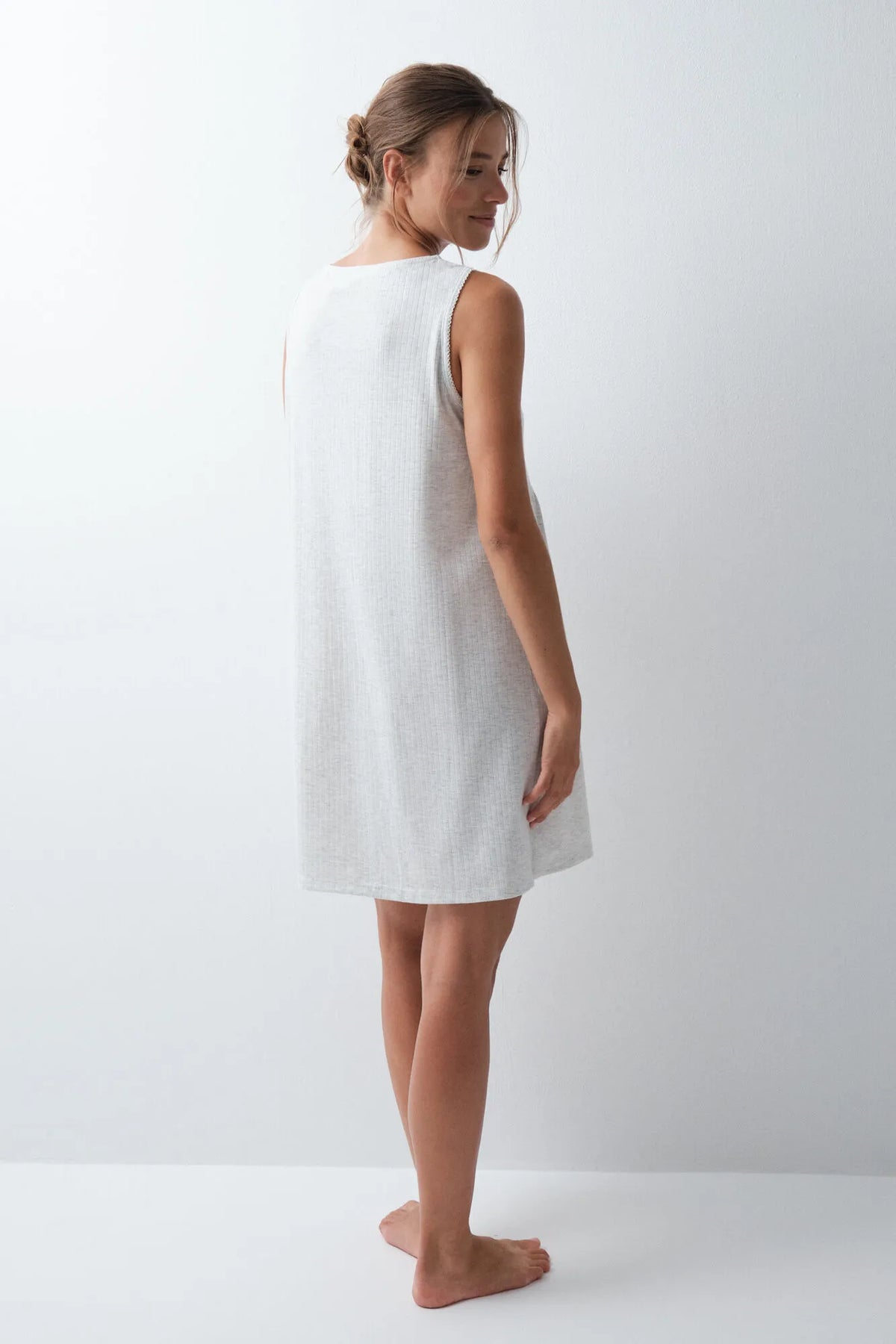 Women Secret Light Grey/Silver Women Grey Sleeveless Short Nightgown SKU: 4364653_48 Image 04