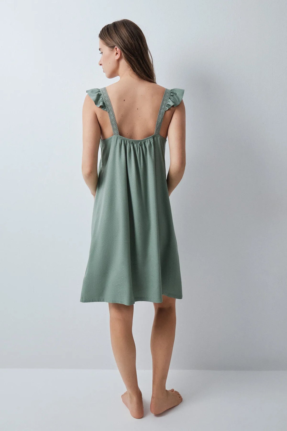 Women Secret Light Khaki Women Green Midi Strap Nightgown SKU: 4364654_94 Image 04
