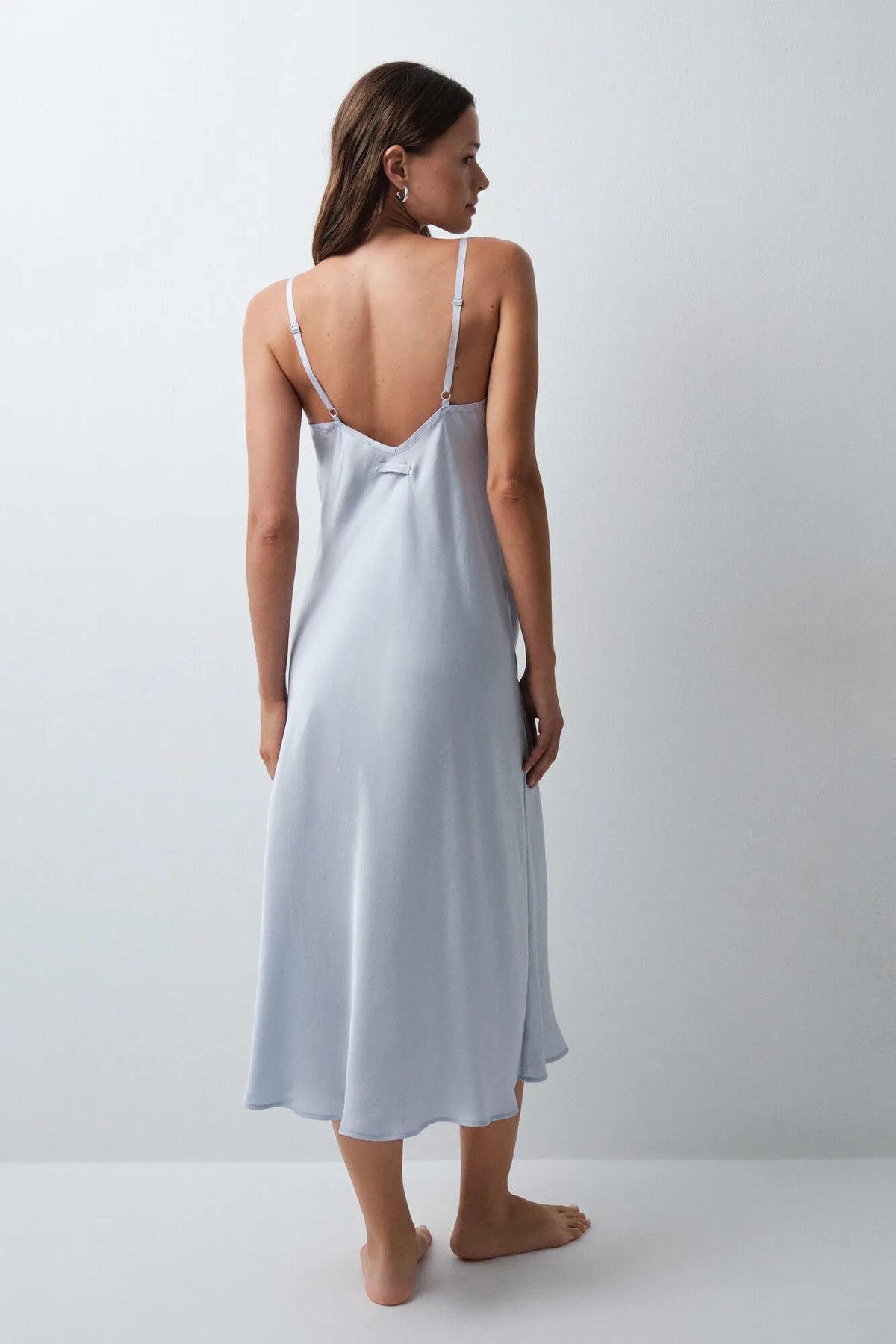 Women Secret Medium Blue Women Blue Satin-Finish Long Nightgown SKU: 4364657_14 Image 04