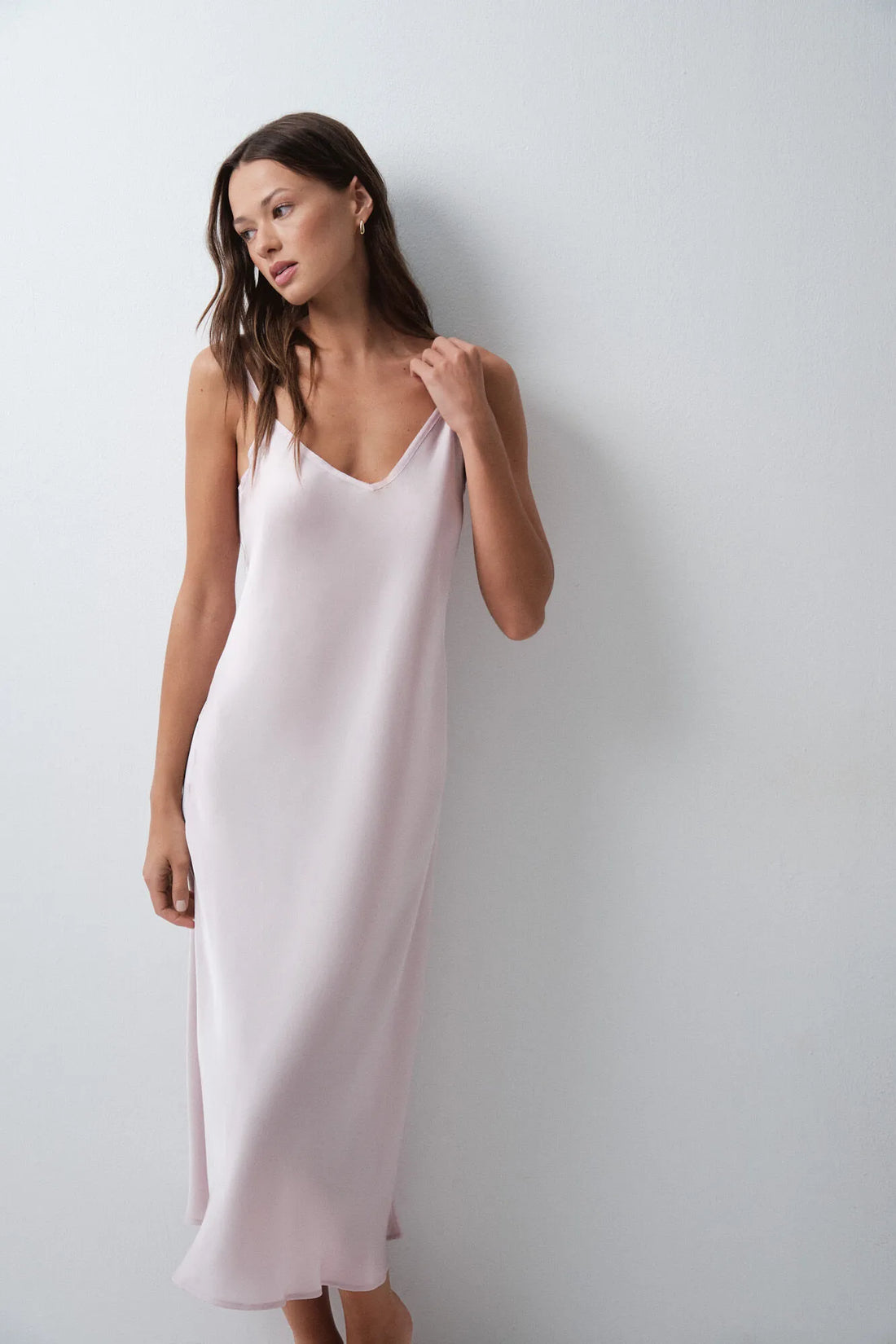 Women Secret Pink Women Pink Satin-Finish Long Nightgown SKU: 4364668_72 Image 01