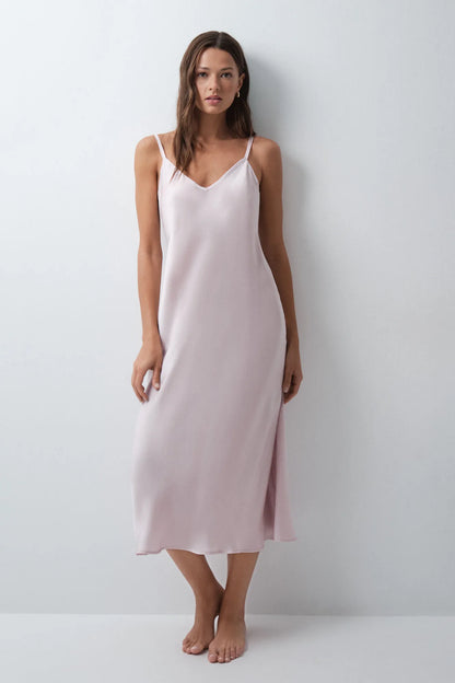 Women Secret Pink Women Pink Satin-Finish Long Nightgown SKU: 4364668_72 Image 03