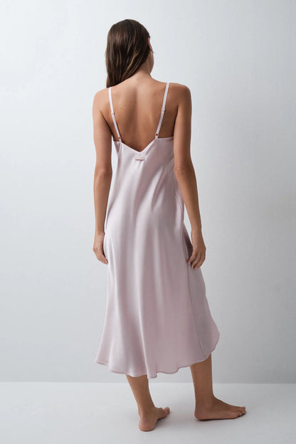 Women Secret Pink Women Pink Satin-Finish Long Nightgown SKU: 4364668_72 Image 04