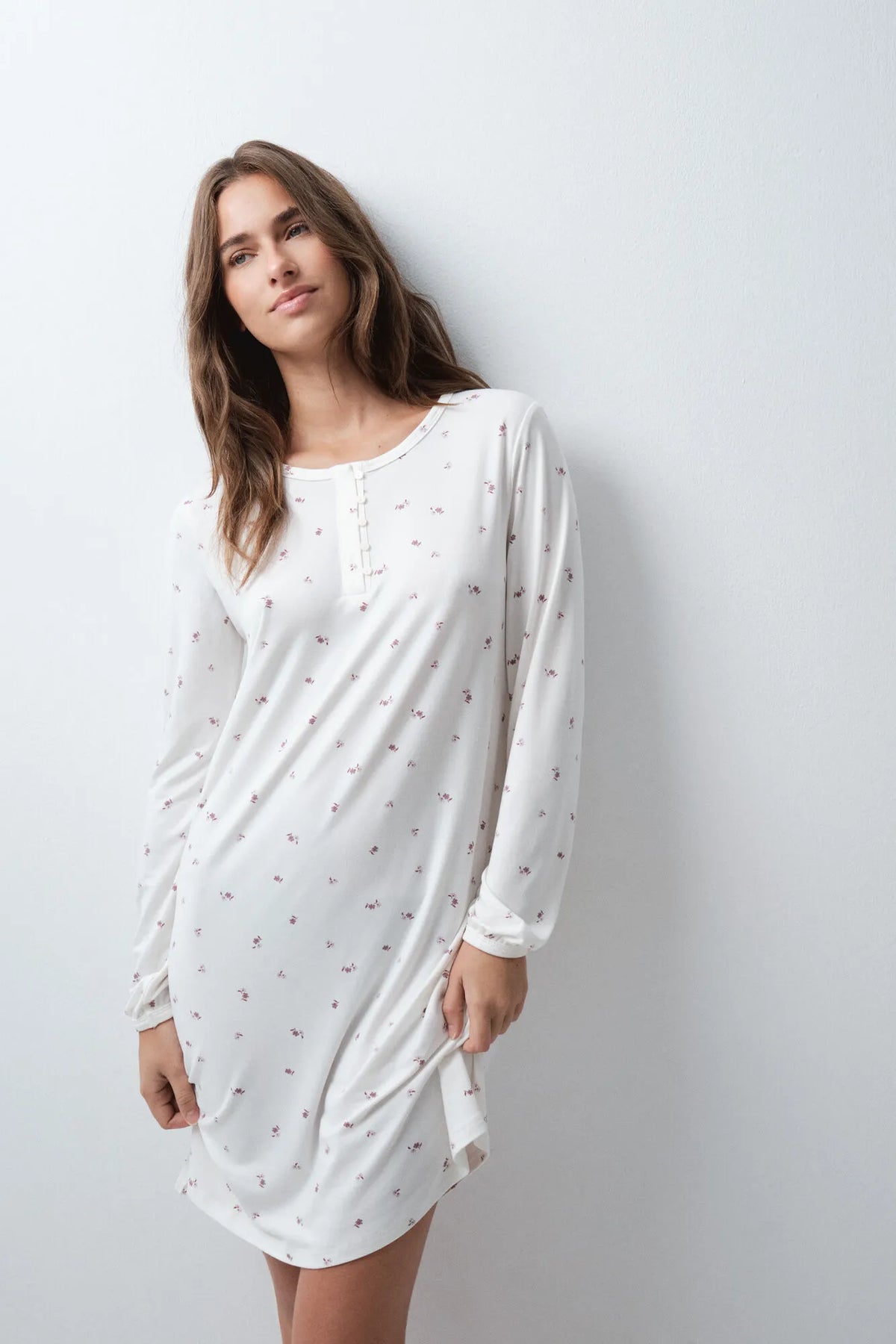 Women Secret White Print Women Floral Print Short Nightgown SKU: 4364670_97 Image 03
