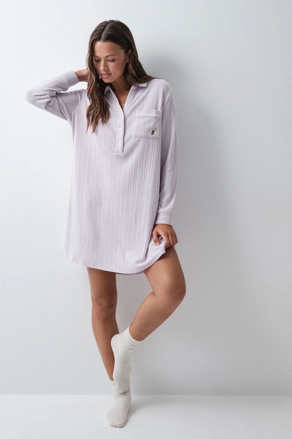 Women Secret Purple/Lilac Women Velvet Classic Nightgown SKU: 4364671_75 Image 03