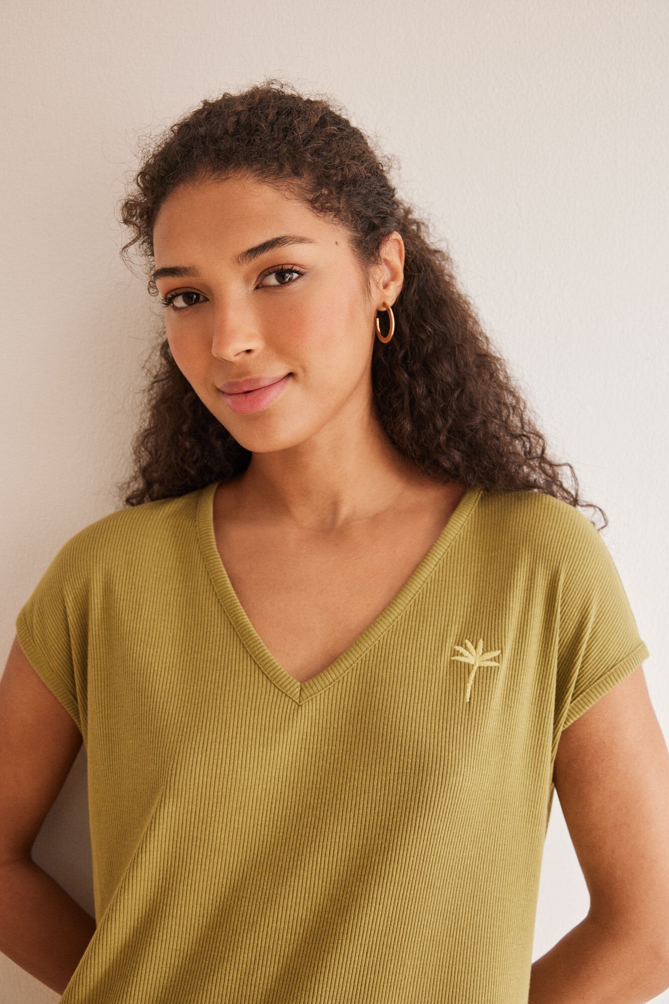 Light Khaki Short Sleeves Short Nightdress_4367481_93_04