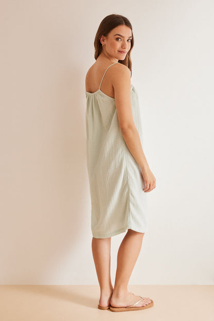 Green Straps Short Nightdress_4367484_28_04