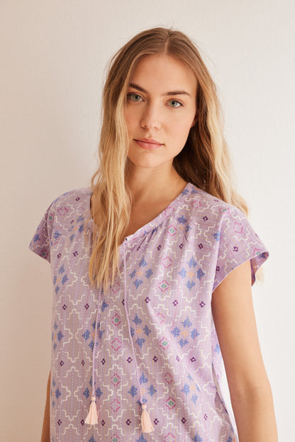 Purple/Lilac Short Sleeves Medium Nightdress_4367486_77_03