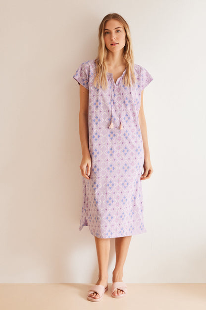 Purple/Lilac Short Sleeves Medium Nightdress_4367486_77_04