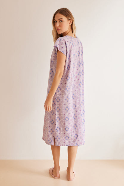 Purple/Lilac Short Sleeves Medium Nightdress_4367486_77_05