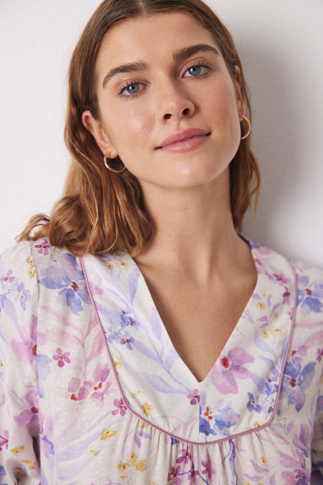 Viscose Midi Nightgown With Floral Print_02