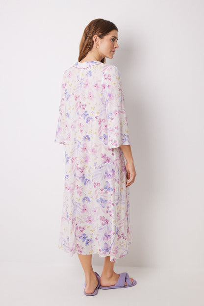 Viscose Midi Nightgown With Floral Print_05