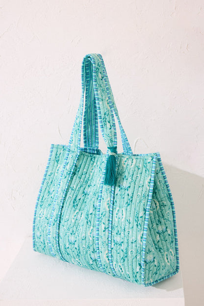 Women Secret_Quilted Bag with Floral and Striped Print_4389646_19_04