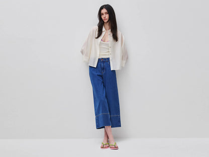 Benetton Blue Women Wide-Fit Denim Trousers SKU: 43C8DE02S_901 Image 01
