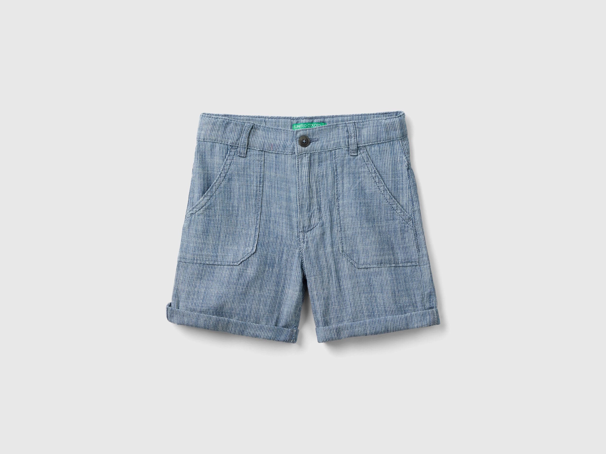 Striped Chambray Bermuda Shorts_43Hug9021_901_01