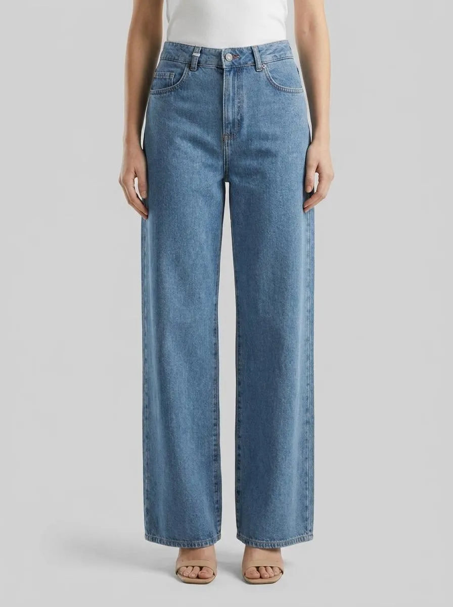 Benetton Light Blue Women Wide-Fit Jeans SKU: 43UNDE02B_903 Image 00