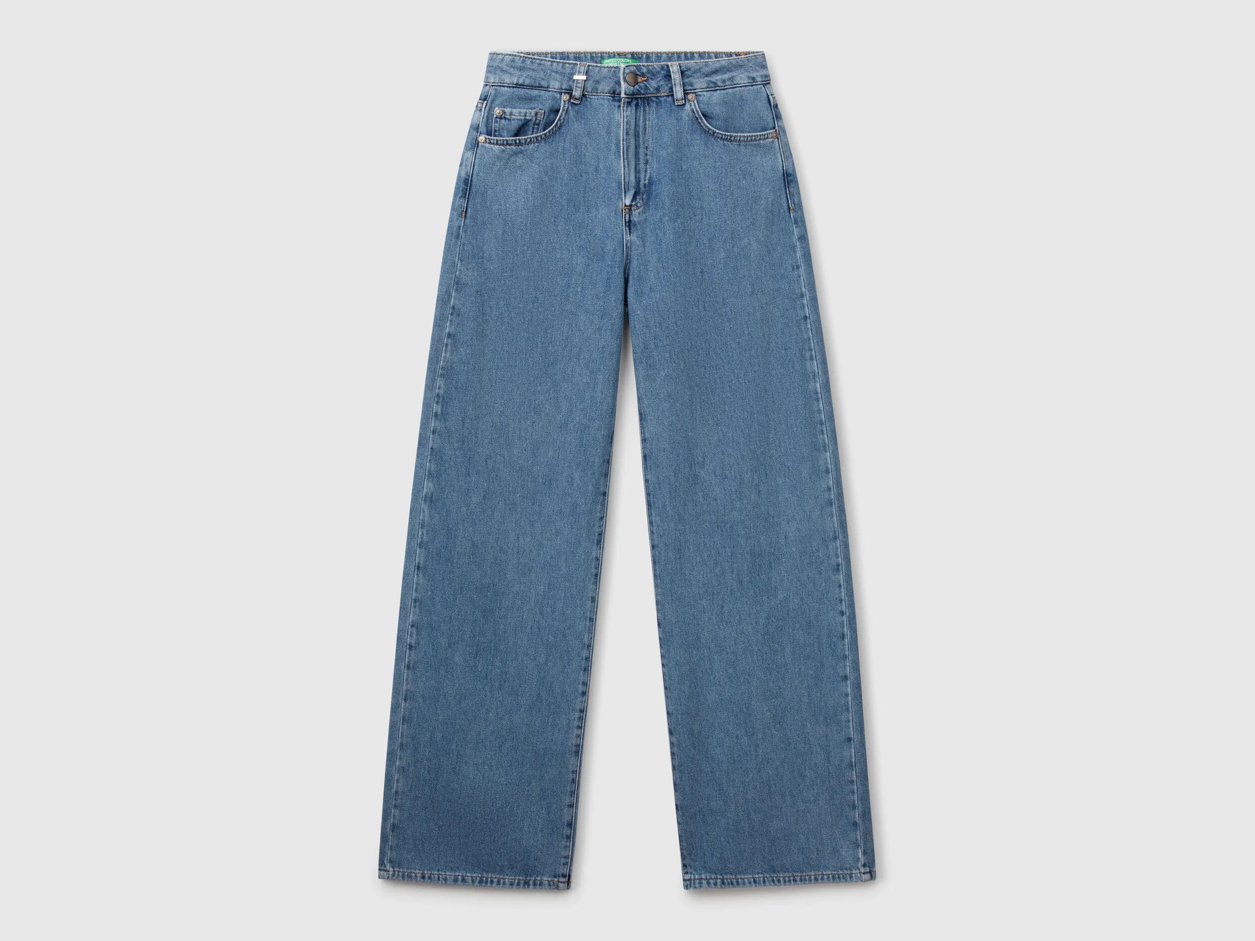 Benetton Light Blue Women Wide-Fit Jeans SKU: 43UNDE02B_903 Image 05