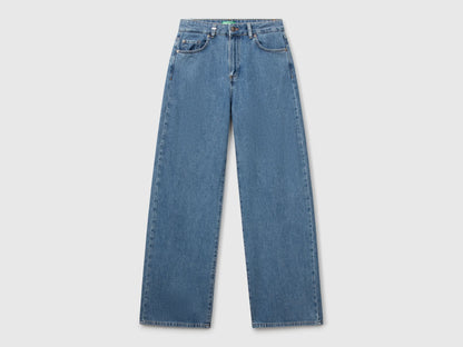 Benetton Light Blue Women Wide-Fit Jeans SKU: 43UNDE02B_903 Image 05