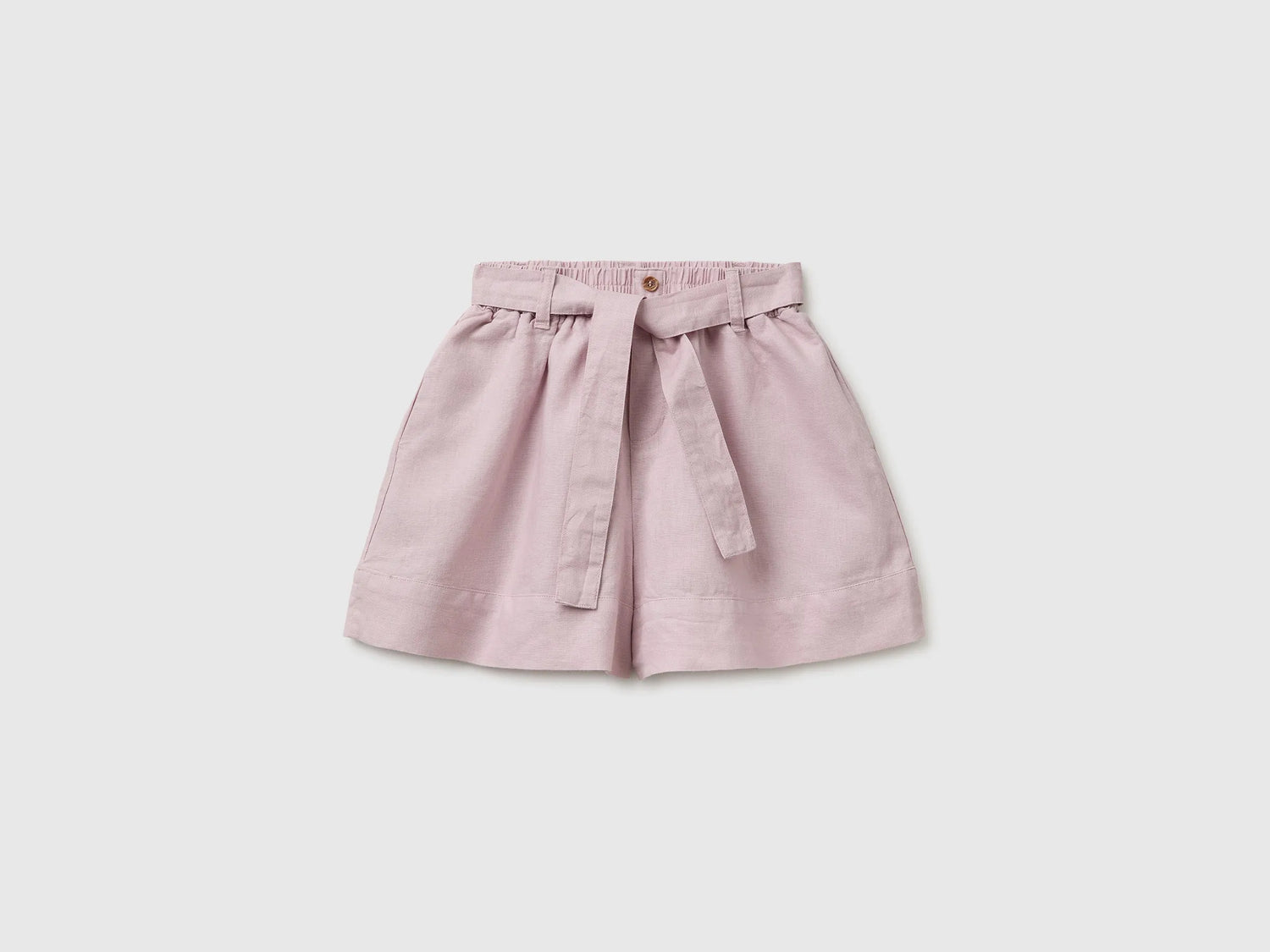 Benetton Pink Girls Linen Blend Shorts with Sash SKU: 43WBC904H_0C3 Image 01