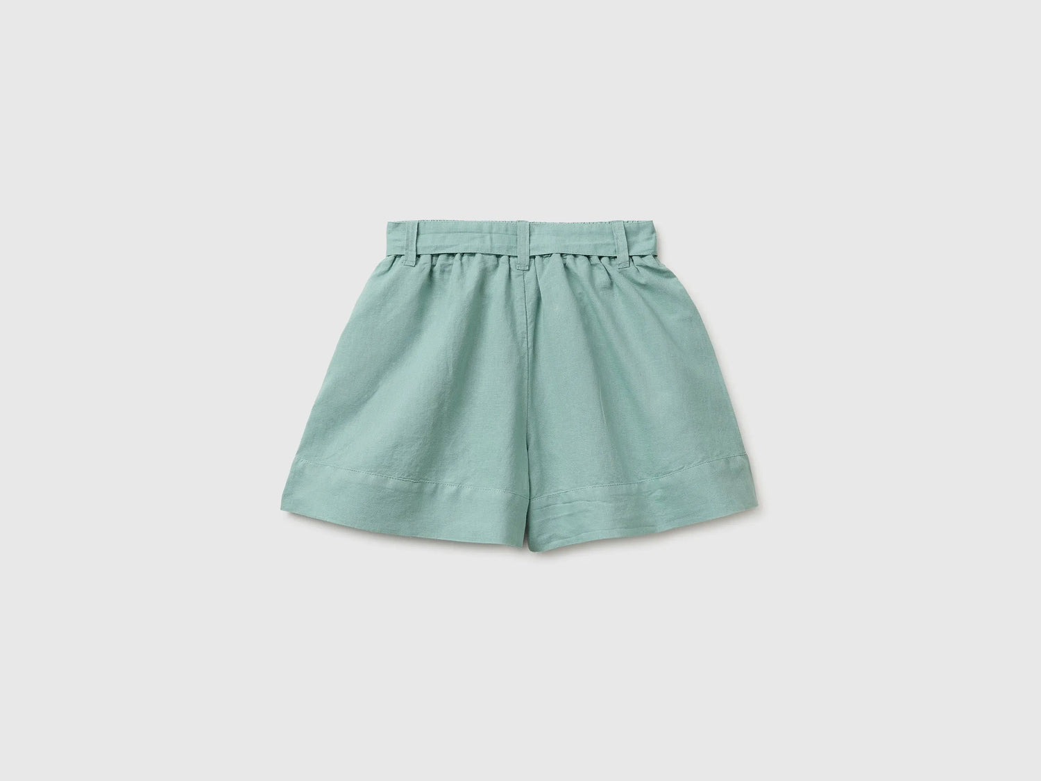 Benetton Aqua Girls Linen Blend Shorts with Sash SKU: 43WBC904H_30V Image 02